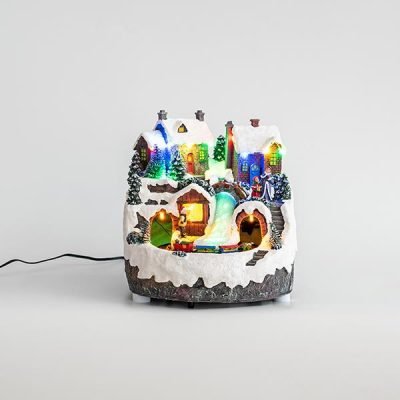 ΧΩΡΙΟ ΧΙΟΝΙΣΜΕΝΟ ΜΕ ΤΡΕΝΟ, 13 LED, ΜΕ ΜΕΤΑΣΧΗΜΑΤΙΣΤΗ, ΜΕ ΚΙΝΗΣΗ, 22x22x21cm (600-44843)