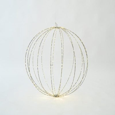 ΑΣΗΜΙ ΜΕΤΑΛΛΙΚΗ ΜΠΑΛΑ ΦΩΤΙΖΟΜΕΝΗ 60cm, 480 MINI LED, ΣΤΑΘΕΡΟΣ ΜΕΤΑΣΧΗΜΑΤΙΣΤΗΣ, ΑΣΗΜΙ ΧΑΛΚΙΝΟ ΚΑΛΩΔΙΟ, ΘΕΡΜΟ ΛΕΥΚΟ LED, ΠΡΟΕΚΤΑΣΗ ΠΑΡΟΧΗΣ 3m, IP44 (600-22422)