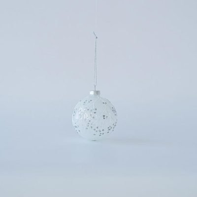 ΓΥΑΛΙΝΗ ΜΠΑΛΑ ΛΕΥΚΗ, ΜΕ ΛΕΥΚΑ ΣΧΕΔΙΑ, ΣΕΤ 4ΤΜΧ, 8cm (600-45755)