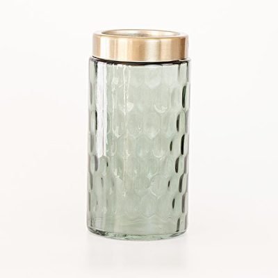ΓΥΑΛΙΝΟ ΒΑΖΟ, ΠΡΑΣΙΝΟ, ΜΕ ΧΡΥΣΟ, 10x11x22cm (600-45482)