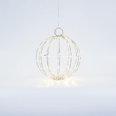 ΑΣΗΜΙ ΜΕΤΑΛΛΙΚΗ ΜΠΑΛΑ ΦΩΤΙΖΟΜΕΝΗ 20cm, 96 MINI LED, ΣΤΑΘΕΡΟΣ ΜΕΤΑΣΧΗΜΑΤΙΣΤΗΣ, ΑΣΗΜΙ ΧΑΛΚΙΝΟ ΚΑΛΩΔΙΟ, ΘΕΡΜΟ ΛΕΥΚΟ LED, ΠΡΟΕΚΤΑΣΗ ΠΑΡΟΧΗΣ 3m, IP44 (600-22400)