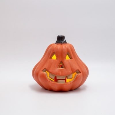 ΦΩΤΙΖΟΜΕΝΗ ΠΟΡΤΟΚΑΛΙ ΚΟΛΟΚΥΘΑ, HALLOWEEN ΣΧΕΔΙΟ, ΜΠΑΤΑΡΙΑΣ 2xAA, 6 ΘΕΡΜΑ ΛΕΥΚΑ LED, 16x14x15cm, IP20 (600-47658)