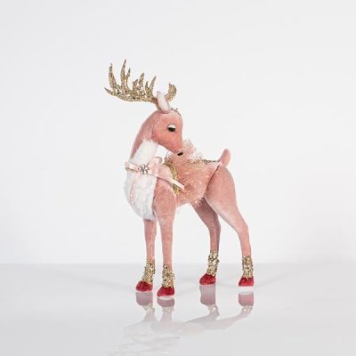 ΒΕΛΟΥΔΙΝΟ ΕΛΑΦΙ, ΡΟΖ, ΜΕ ΧΡΥΣΟ GLITTER, 19x39cm (600-44729)