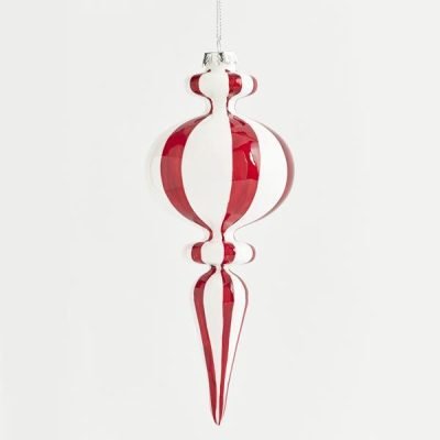 ΓΥΑΛΙΝΟ ΣΤΟΛΙΔΙ, ΑΣΠΡΟ ΚΑΙ ΚΟΚΚΙΝΟ,  21cm (600-42776)