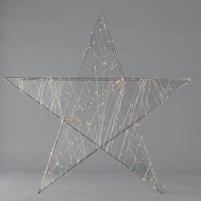 ΑΣΤΕΡΙ ΦΩΤΙΖΟΜΕΝΟ 50cm, 160 LED, 4,5V ΜΕΤΑΣΧΗΜΑΤΙΣΤΗ, TIMER, ΑΣΗΜΙ ΜΕΤΑΛΛΙΚΟΣ ΣΚΕΛΕΤΟΣ, ΑΣΗΜΙ ΧΑΛΚΙΝΟ ΚΑΛΩΔΙΟ, ΘΕΡΜΟ ΛΕΥΚΟ LED, ΠΡΟΕΚΤΑΣΗ ΠΑΡΟΧΗΣ 5m, IP44 (600-22462)