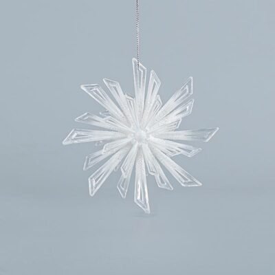 ΧΙΟΝΟΝΙΦΑΔΑ ΑΚΡΥΛΙΚΗ, ΛΕΥΚΗ ΜΕ ΑΣΗΜΙ GLITTER, 12,5×12,5cm (600-44638)