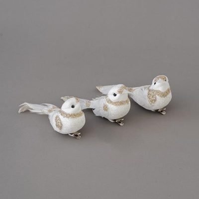 ΠΟΥΛΑΚΙ ΛΕΥΚΟ, ΜΕ ΣΑΜΠΑΝΙ GLITTER, 12x5cm (600-44758)