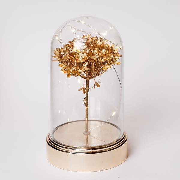 ΠΛΑΣΤΙΚΟΣ ΘΟΛΟΣ H20cm, Φ11cm, ΜΠΑΤΑΡΙΑΣ 3XAA, ΧΡΟΝΟΔΙΑΚΟΠΤΗΣ, 10 ΘΕΡΜΑ ΛΕΥΚΑ LED, ΑΣΗΜΈΝΙΟ ΧΑΛΚΙΝΟ ΚΑΛΩΔΙΟ, ΧΡΥΣΟ ΛΟΥΛΟΥΔΙ ΟΡΤΑΝΣΙΑ, IP20 (600-46656)