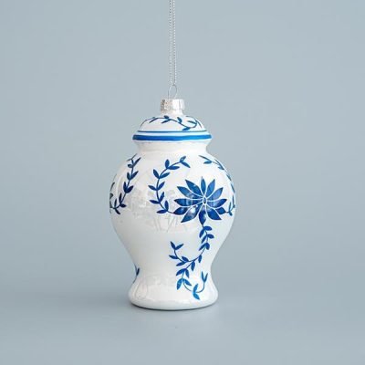 ΓΥΑΛΙΝΟ ΣΤΟΛΙΔΙ, ΒΑΖΟ, ΛΕΥΚΟ ΜΕ ΜΠΛΕ ΛΟΥΛΟΥΔΙΑ, ΣΕΤ 2ΤΜΧ, 7,5×12,2cm (600-45128)