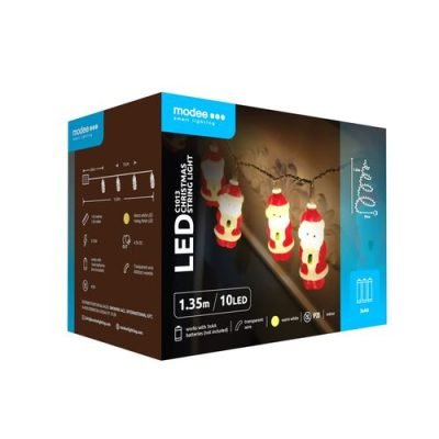 Modee Χριστουγεννιάτικα Φωτάκια LED Μπαταρίας (10LED/1.35m/15cm) Θερμό Λευκό (40.004.0004)
