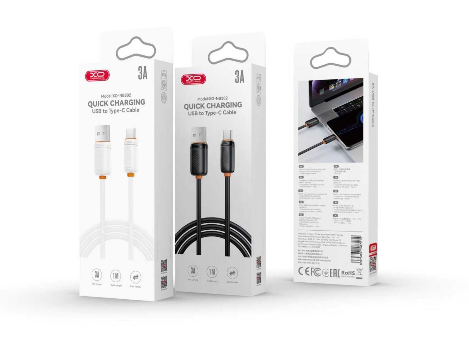 XO NB302 Καλώδιο Ταχείας Φόρτισης & Μεταφοράς Δεδομένων USB-A σε Type-C 3A Λευκό 1m (16.005.0398) - Image 2