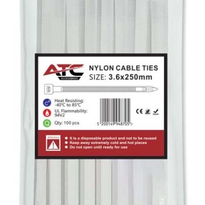 ATC Δεματικά 3.6x250mm Νάιλον Λευκά 100τμχ Σακουλάκι (20.007.0021)