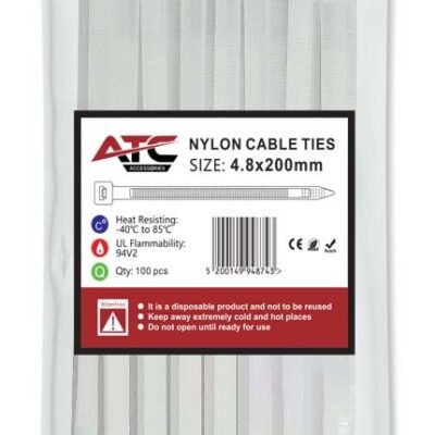 ATC Δεματικά 4.8x200mm Νάιλον Λευκά 100τμχ Σακουλάκι (20.007.0025)