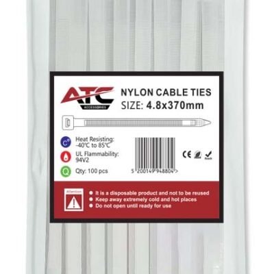 ATC Δεματικά 4.8x370mm Νάιλον Μαύρα 100τμχ Σακουλάκι (20.007.0031)