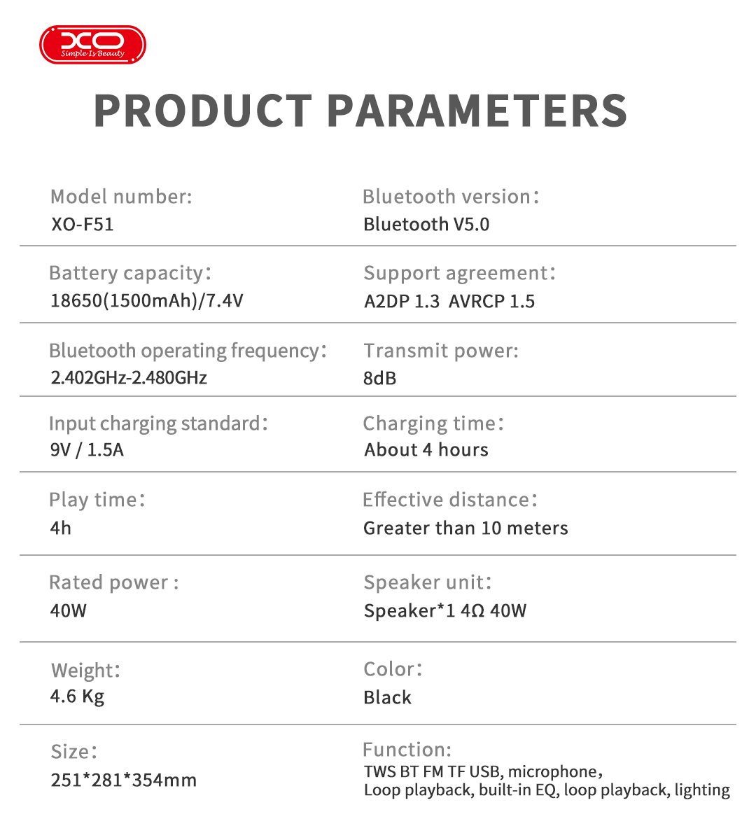 XO F53 Xingmu Ηχείο 8 ιντσών RGB Ηχείο Bluetooth 40W (16.004.0053) - Image 6