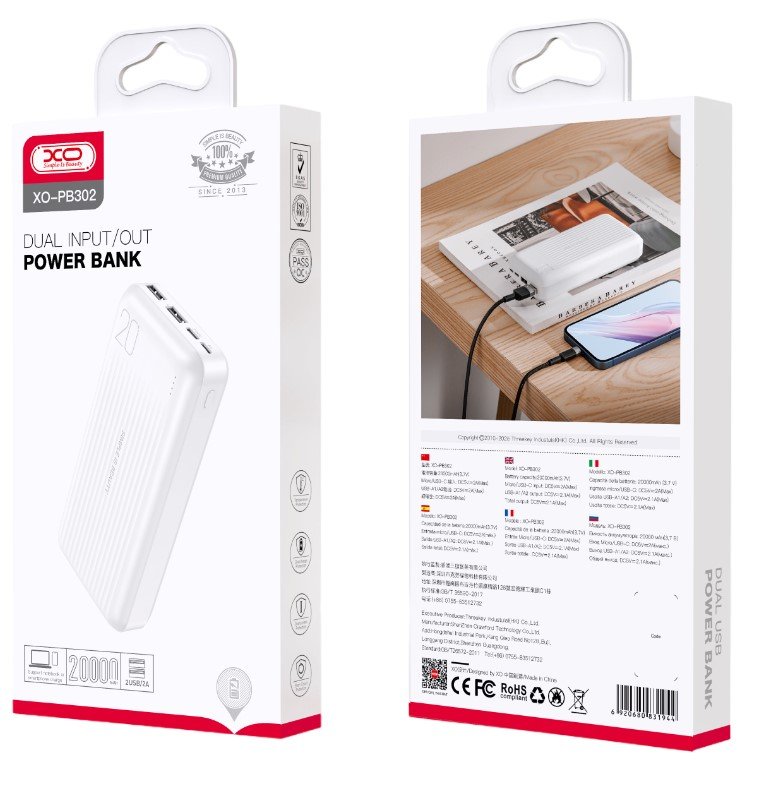 XO PB302 Light Display Power Bank 20000mAh Λευκό (16.010.0089) - Image 2