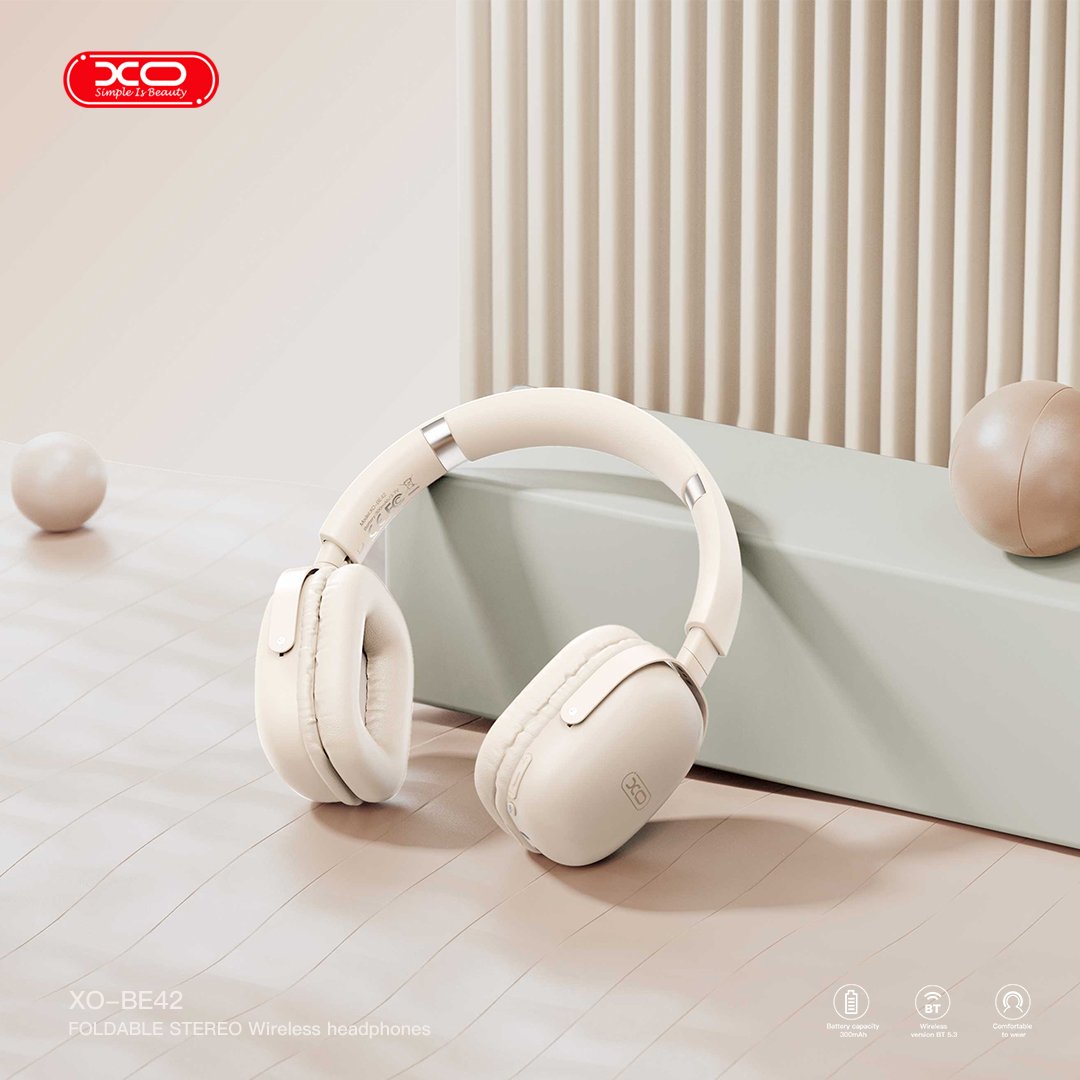 XO BE42 Scarlet Μεταλλικά Αναδιπλούμενα Ακουστικά Bluetooth (Μπεζ) (16.003.0145) - Image 4
