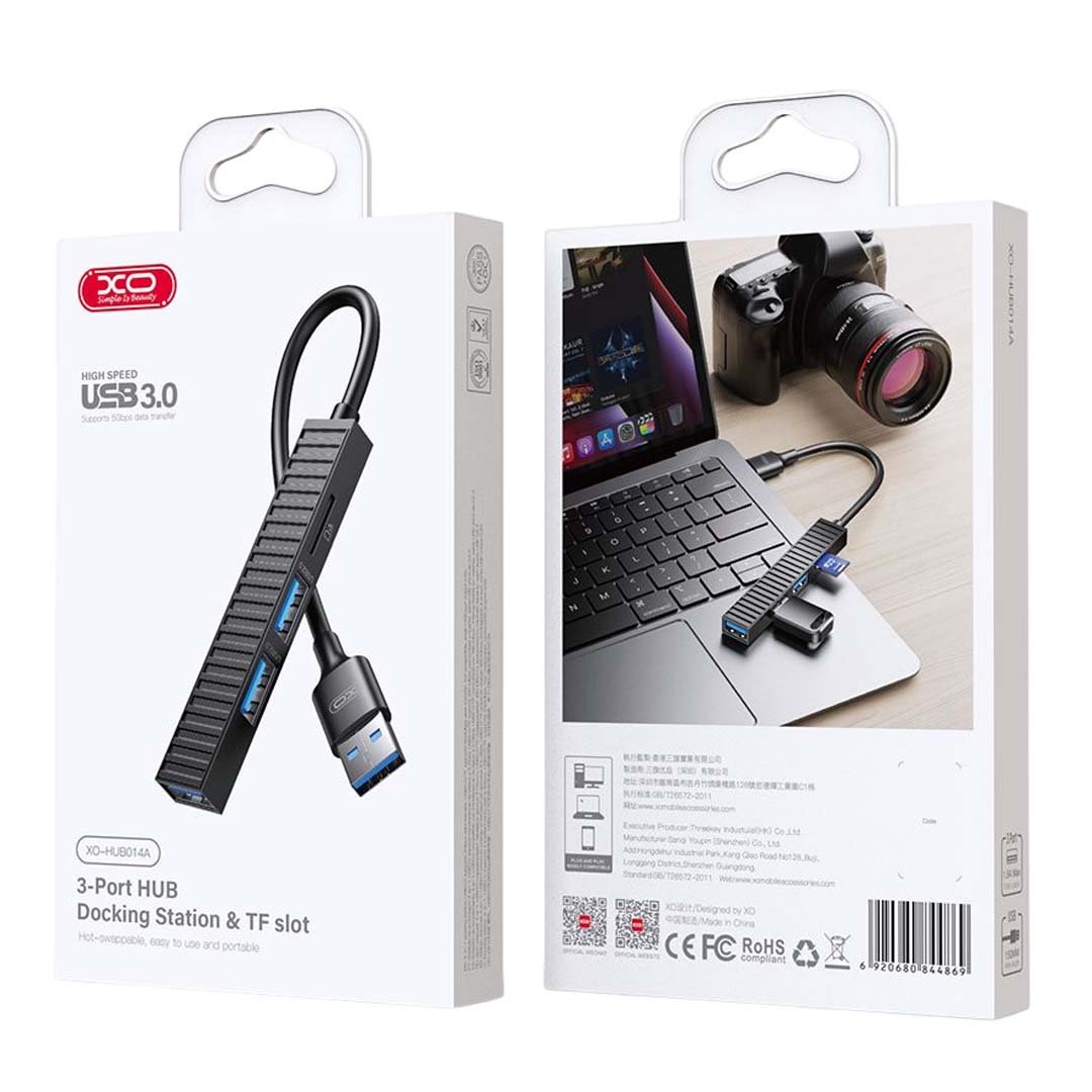 XO HUB014A Plastic portable 4 in 1 docking station (Micro to USB3.0+USB2.0 * 2+TF) (16.005.0296) - Image 6