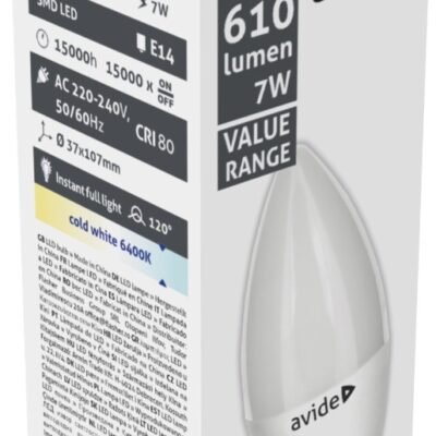 Avide Value LED Candle 7W E14 Ψυχρό 6400K 610 lumen