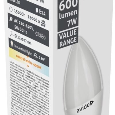 Avide LED Value Candle 7W E14 Λευκό 4000K 610 lumen