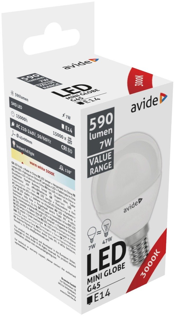 Avide LED Value Mini Globe 7W E14 Θερμό 3000K 590 lumen