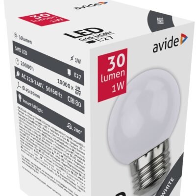 Avide LED Διακοσμητική Λάμπα G45 1W E27 Άσπρο (15.001.0174)