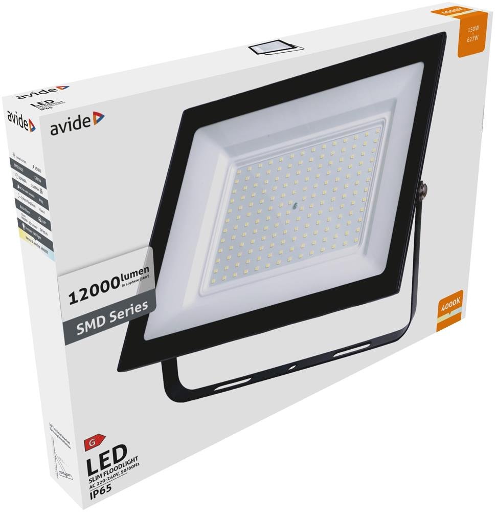 Avide LED Προβολέας Slim SMD 150W Λευκό 4000K (15.001.0610)