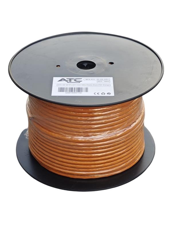 ATC-107 Στροφείο SFTP CAT7 CCA PVC Πορτοκαλί 100m (06.006.0083)