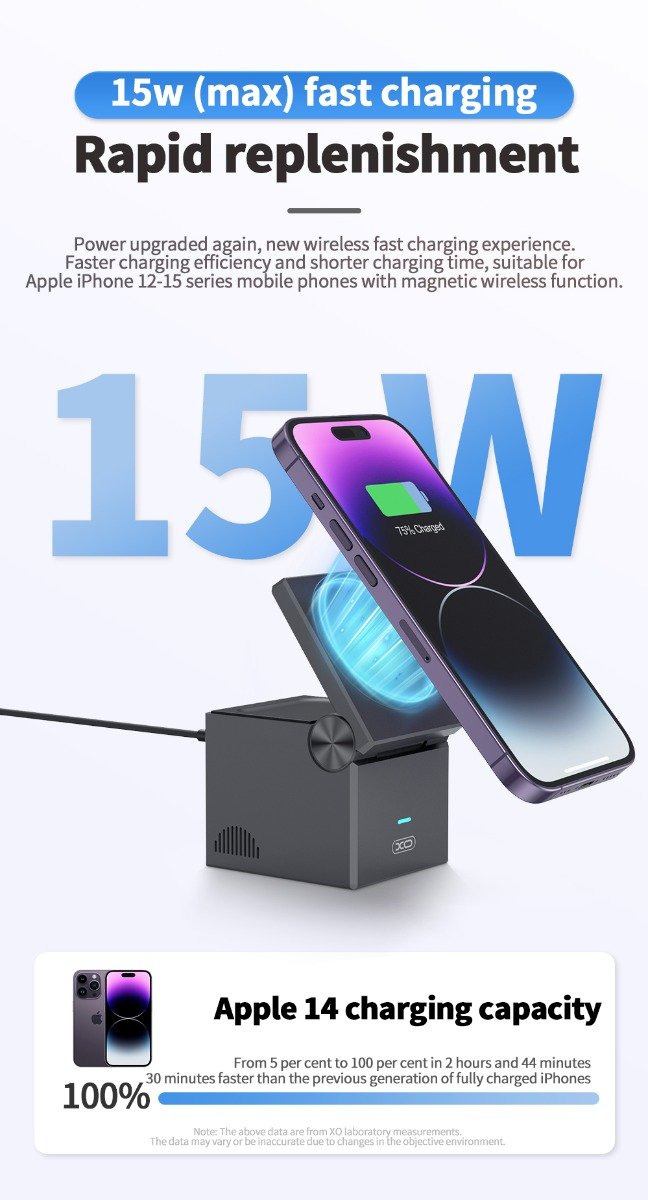XO CX027 Κινητό /Apple Watch/ TWS 3-σε-1 Ασύρματος φορτιστής 15W (16.006.0271) - Image 3