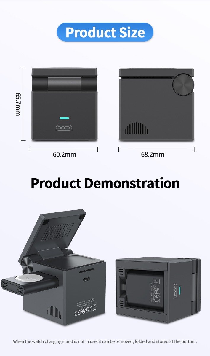 XO CX027 Κινητό /Apple Watch/ TWS 3-σε-1 Ασύρματος φορτιστής 15W (16.006.0271) - Image 5