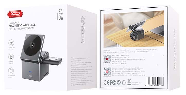 XO CX027 Κινητό /Apple Watch/ TWS 3-σε-1 Ασύρματος φορτιστής 15W (16.006.0271) - Image 8