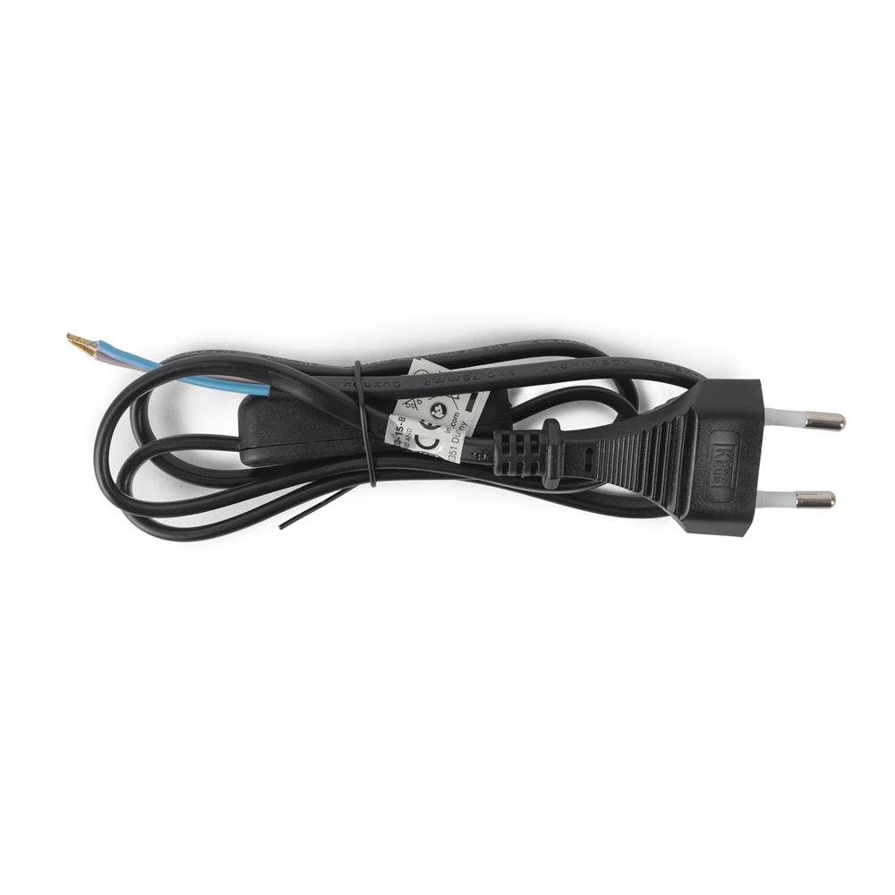 Entac Rewireable Καλώδιο 2G0.75 με Διακόπτη ON/OFF Μαύρο 1m (15.005.0451)