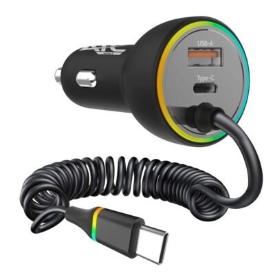 ATC-CA08 Φορτιστής Αυτοκινήτου με 2 Θύρες USB-A & Type-C και Καλώδιο Type-C 70W (20.008.0010)