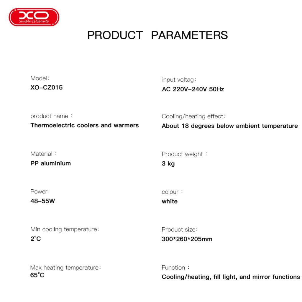 XO CZ015 Μίνι Ψυγείο διπλής χρήσης για το σπίτι και το αυτοκίνητο με καθρέφτη μακιγιάζ 8 λίτρων (16.008.0030) - Image 2
