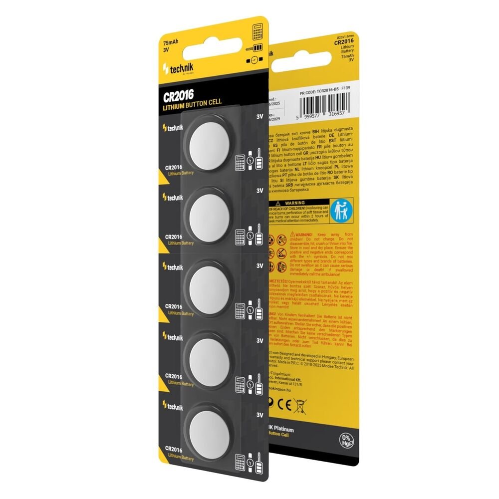 Technik Μπαταρίες Κουμπιά Λιθίου Platinum CR2016 (3V) B5 (01.005.0164) - Image 2