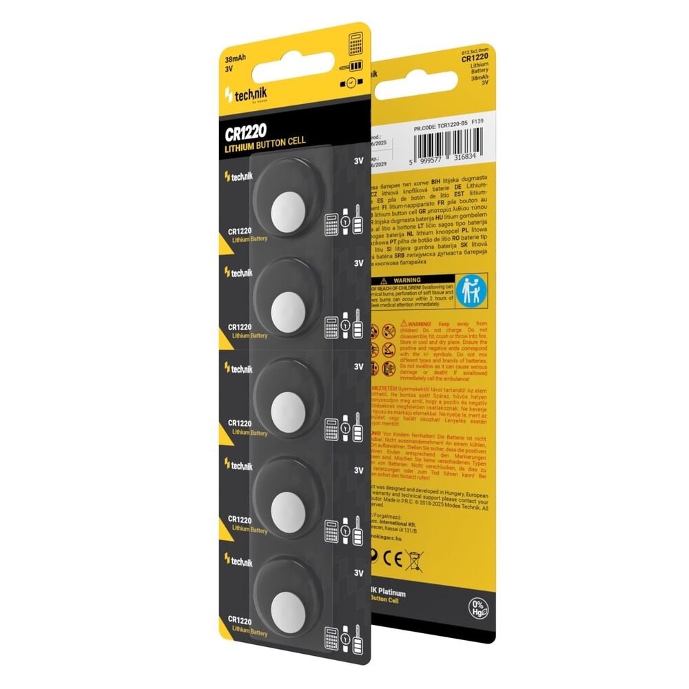 Technik Μπαταρίες Κουμπιά Λιθίου CR1220 (3V) B5 (01.005.0168) - Image 2