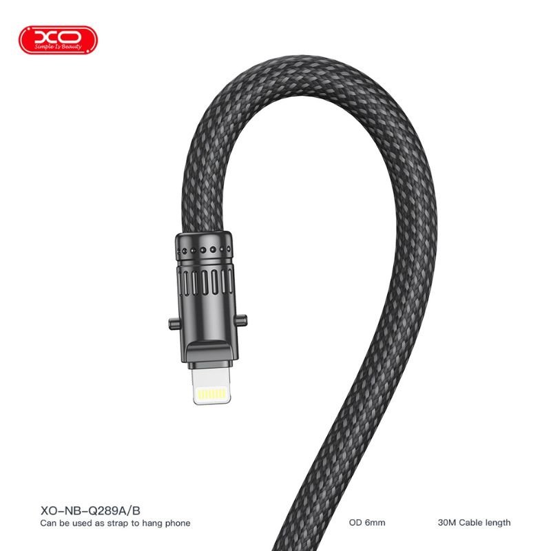 XO NB-Q289A Charging & Data Cable Type-C to Lighting 27W Black 20cm (16.005.0412) - Image 3