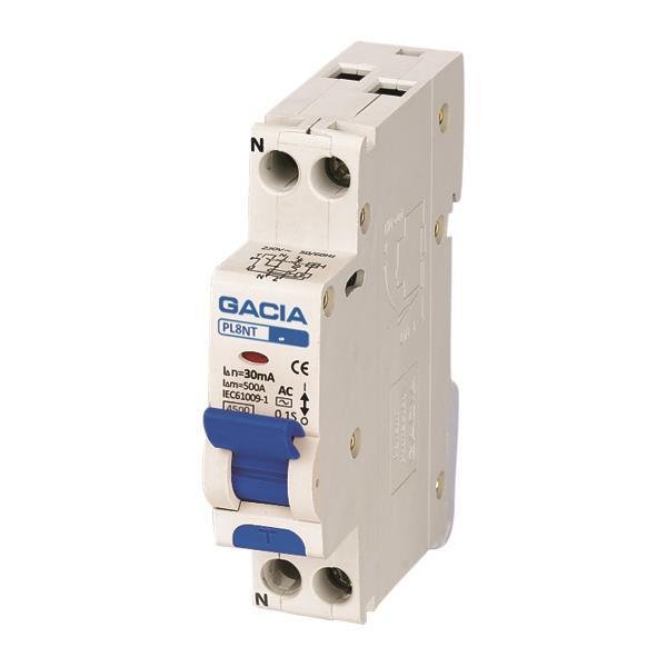 ΡΕΛΕ RCBO ΜΟΝΟΠΟΛΙΚΟ 16A 4,5KA 30mA 1P+N C GACIA TYPE A (500-43512)