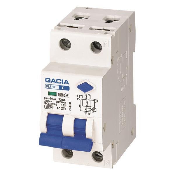 ΡΕΛΕ RCBO ΔΙΠΟΛΙΚΟ 20A 6KA 30mA 1+N C GACIA TYPE AC (500-43523)