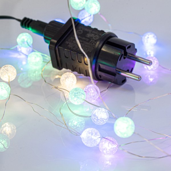 ΚΟΥΡΤΙΝΑ, 140 MINI LED, ΚΡΑΚΕΛΕ ΜΠΑΛΕΣ 1.3cm, 31V ΜΕΤΑΣΧΗΜΑΤΙΣΤΗ, 4 ΕΠΕΚΤΑΣΕΙΣ ΕΩΣ 3 ΣΕΤ, ΑΣΗΜΙ ΧΑΛΚΙΝΟ ΚΑΛΩΔΙΟ, ΧΡΩΜΑΤΙΣΤΟ LED (H150 x W100cm, 10 ΣΕΙΡΕΣ x 14 LED), ΠΡΟΕΚΤΑΣΗ ΠΑΡΟΧΗΣ 3m, IP44 (600-11434) - Image 2