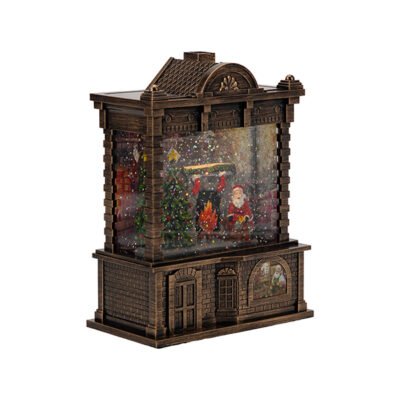 ΣΠΙΤΑΚΙ, ΜΕ ΧΡΙΣΤΟΥΓΕΝΝΙΑΤΙΚΗ ΠΑΡΑΣΤΑΣΗ, ΜΕ ΝΕΡΟ ΣΤΟ ΕΣΩΤΕΡΙΚΟ, ΜΠΑΤΑΡΙΑΣ, 16.5×9.5×21.7cm (600-48302)