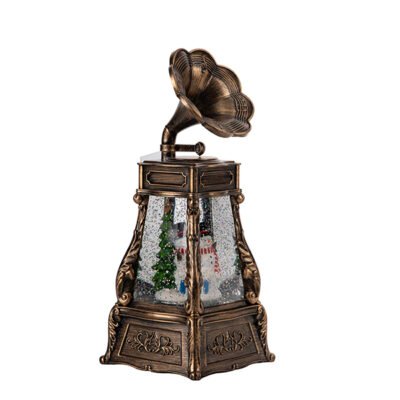 VINTAGE ΓΡΑΜΜΟΦΩΝΟ, ΜΕ ΧΙΟΝΑΝΘΡΩΠΟ, ΜΕ ΝΕΡΟ ΣΤΟ ΕΣΩΤΕΡΙΚΟ, ΜΠΑΤΑΡΙΑΣ, 11.3×11.3x28cm (600-48304)