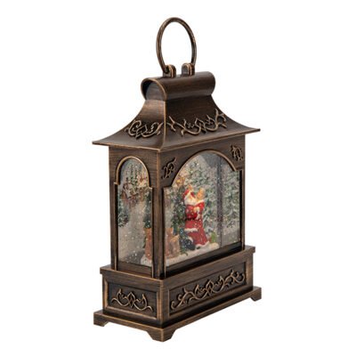 VINTAGE ΦΑΝΑΡΙ, ΜΕ ΧΡΙΣΤΟΥΓΕΝΝΙΑΤΙΚΗ ΠΑΡΑΣΤΑΣΗ, ΜΕ ΝΕΡΟ ΣΤΟ ΕΣΩΤΕΡΙΚΟ, ΜΠΑΤΑΡΙΑΣ, 16.6×8.8x25cm (600-48307)