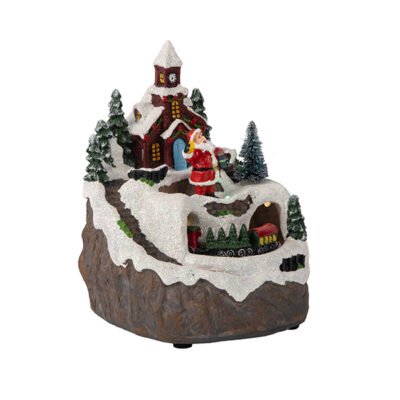 ΓΙΟΡΤΙΝΗ ΠΛΑΤΕΙΑ ΜΕ ΤΡΕΝΑΚΙ, ME ΜΟΥΣΙΚΗ ΚΑΙ ΚΙΝΗΣΗ, ΜΠΑΤΑΡΙΑΣ, 16.5×16.5×20.5cm (600-48394)