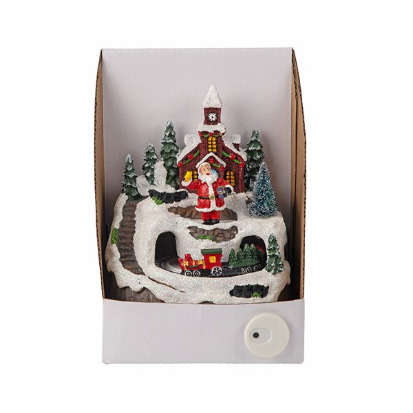 ΓΙΟΡΤΙΝΗ ΠΛΑΤΕΙΑ ΜΕ ΤΡΕΝΑΚΙ, ME ΜΟΥΣΙΚΗ ΚΑΙ ΚΙΝΗΣΗ, ΜΠΑΤΑΡΙΑΣ, 16.5x16.5x20.5cm (600-48394) - Image 2