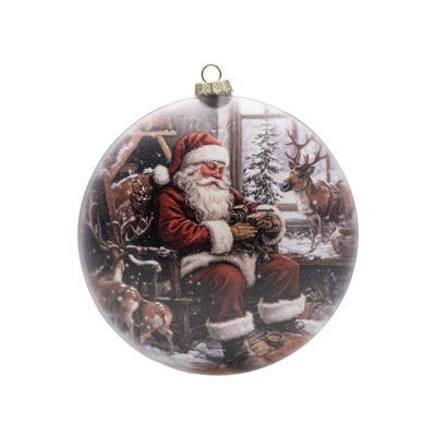 ΓΥΑΛΙΝΗ ΜΠΑΛΑ ΠΛΑΚΕ ΜΕ ΑΓΙΟ ΒΑΣΙΛΗ ΚΑΙ ΤΑΡΑΝΔΑΚΙΑ, ΔΙΠΛΗΣ ΟΨΗΣ, 15cm (600-48447)