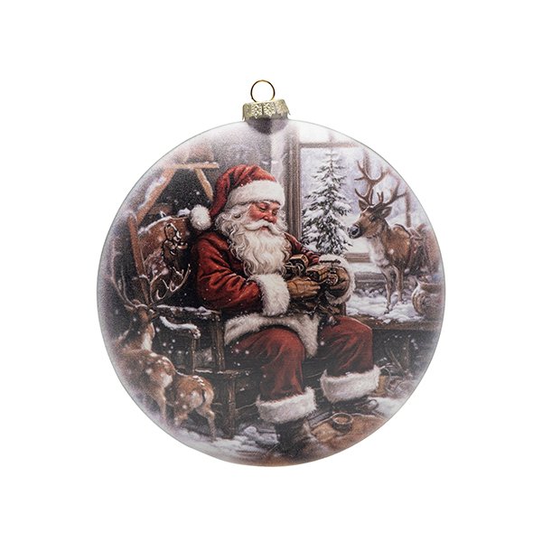 ΓΥΑΛΙΝΗ ΜΠΑΛΑ ΠΛΑΚΕ ΜΕ ΑΓΙΟ ΒΑΣΙΛΗ ΚΑΙ ΤΑΡΑΝΔΑΚΙΑ, ΔΙΠΛΗΣ ΟΨΗΣ, 15cm (600-48447)