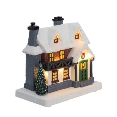 ΣΠΙΤΑΚΙ, ΦΩΤΙΖΟΜΕΝΟ, ΜΕ ΠΡΑΣΙΝΗ ΠΟΡΤΑ, ΜΠΑΤΑΡΙΑΣ, 9.5×6.5x10cm (600-48484)