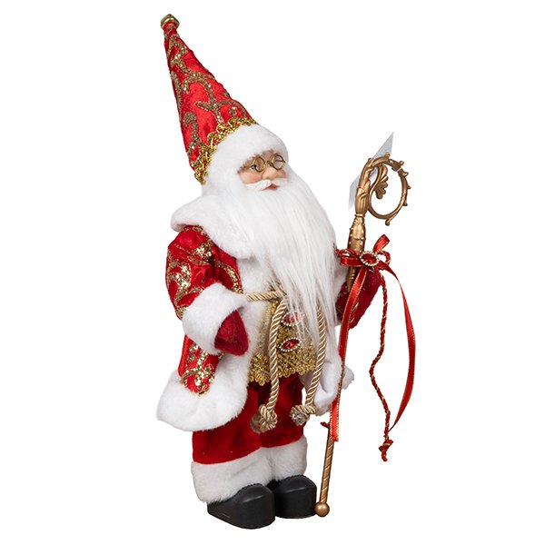 ΑΓΙΟΣ ΒΑΣΙΛΗΣ ΜΕ ΚΟΚΚΙΝΑ ΠΛΟΥΜΙΣΤΑ ΡΟΥΧΑ, 30cm (600-48492)