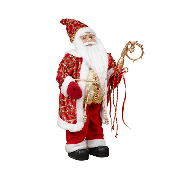 ΑΓΙΟΣ ΒΑΣΙΛΗΣ ΜΕ ΚΟΚΚΙΝΑ ΠΛΟΥΜΙΣΤΑ ΡΟΥΧΑ, 45cm (600-48493)